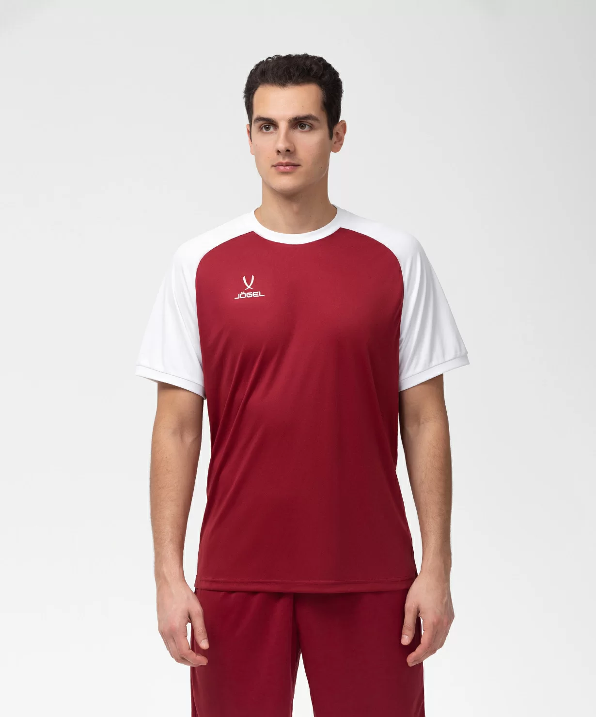 Реальное фото Футболка игровая CAMP Reglan Jersey, гранатовый/белый Jögel от магазина Спортев