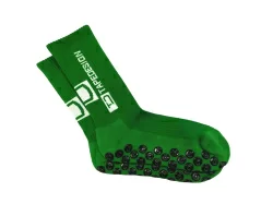 Носки футбольные нескользящие с надписью Tapedesign зелено-белые