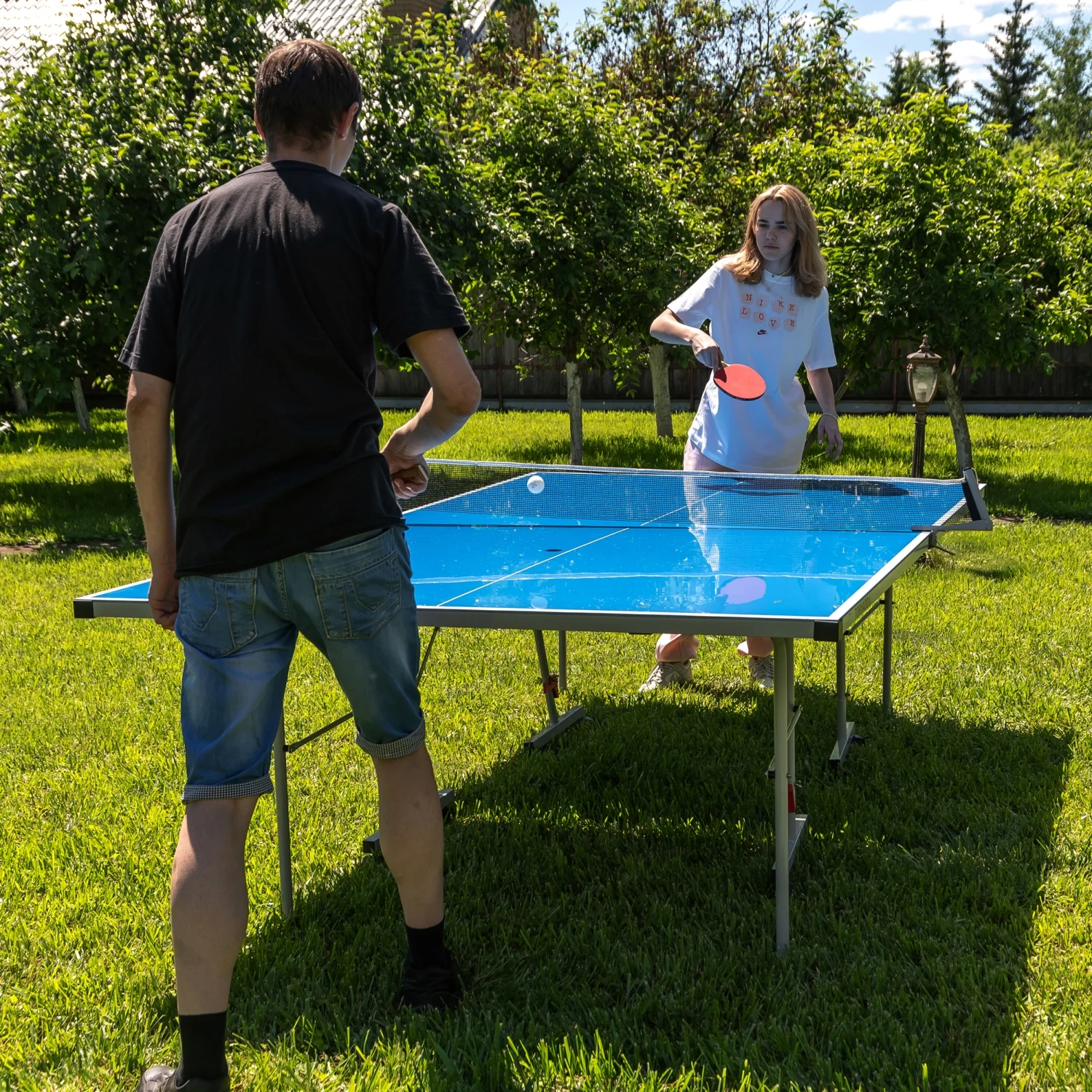 Реальное фото Теннисный стол DFC TORNADO, 4 мм, синий, с сеткой S600B от магазина Спортев