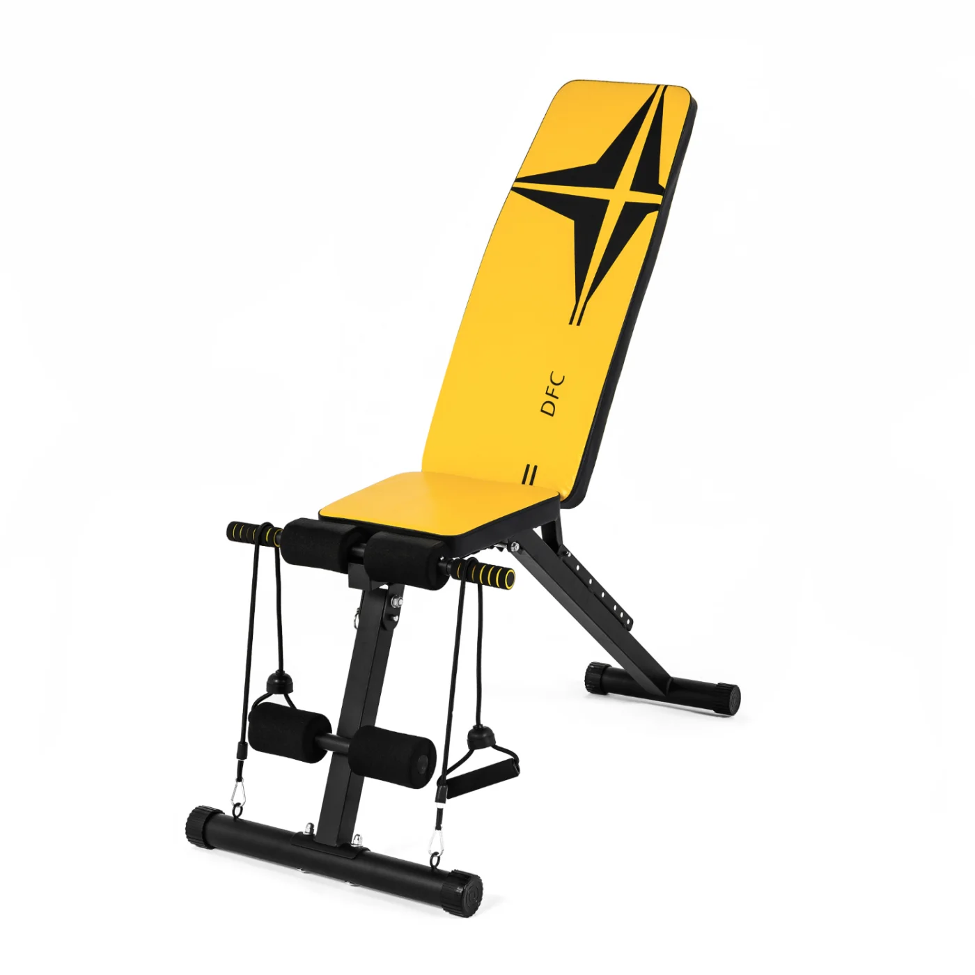 Реальное фото Скамья универсальная с эспандерами DFC D008Y от магазина Спортев