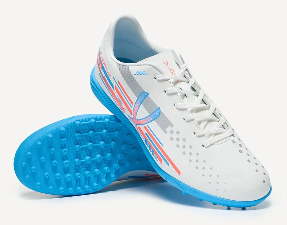 Реальное фото Бутсы Jogel Evofly TF Talant белый/голубой 4211 от магазина Спортев