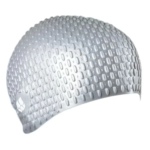 Реальное фото Шапочка для плавания Mad Wave Silicone Bubble silver M0539 06 0 12W от магазина СпортЕВ