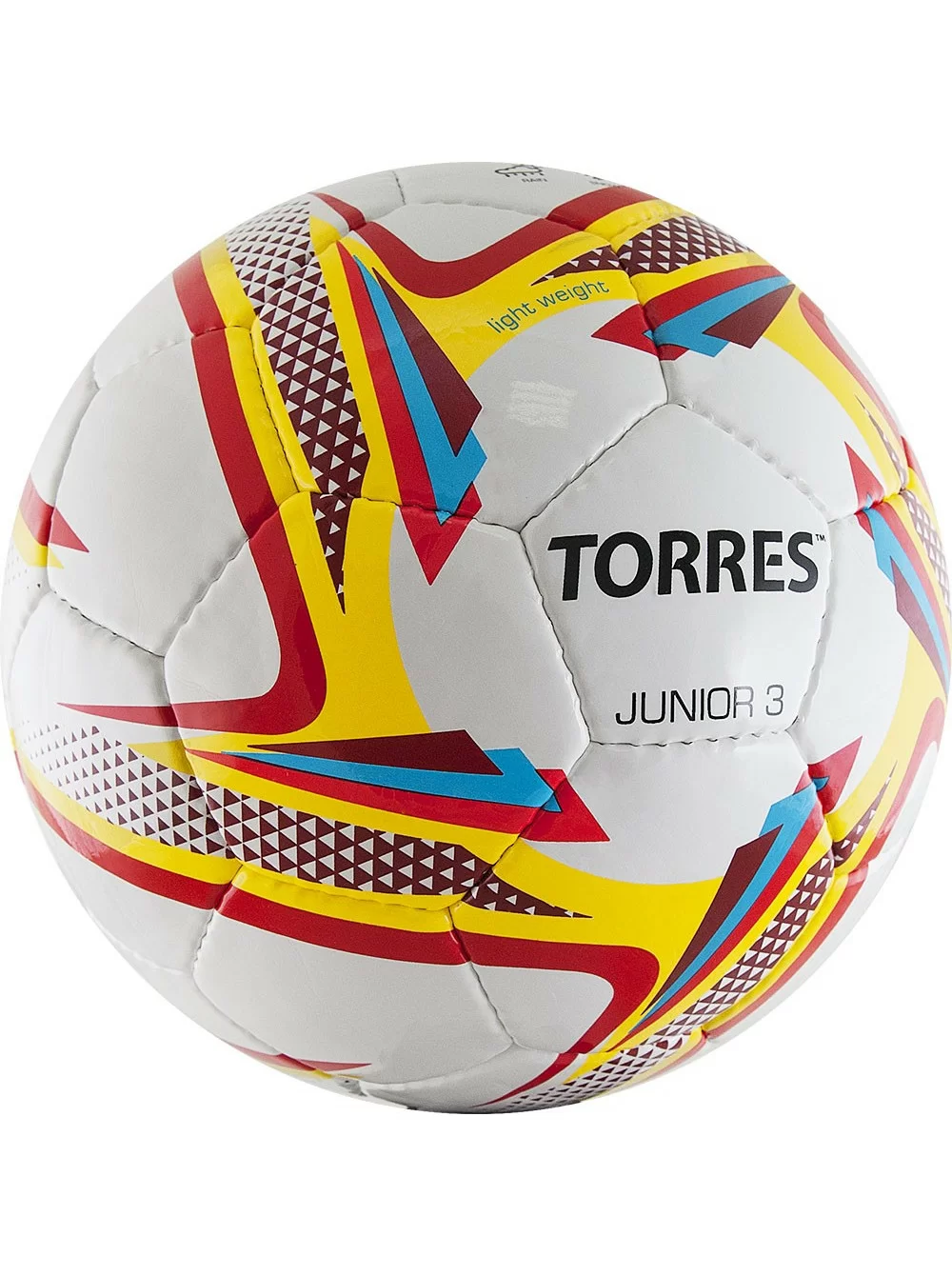Реальное фото Мяч футбольный Torres Junior-3 р.3 вес 270-290 г глянц. ПУ 32 п. бел-крас-жел F320243 от магазина Спортев