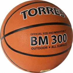Мяч баскетбольный Torres BM300 размер №7 резина темно-оранж-черный B02017