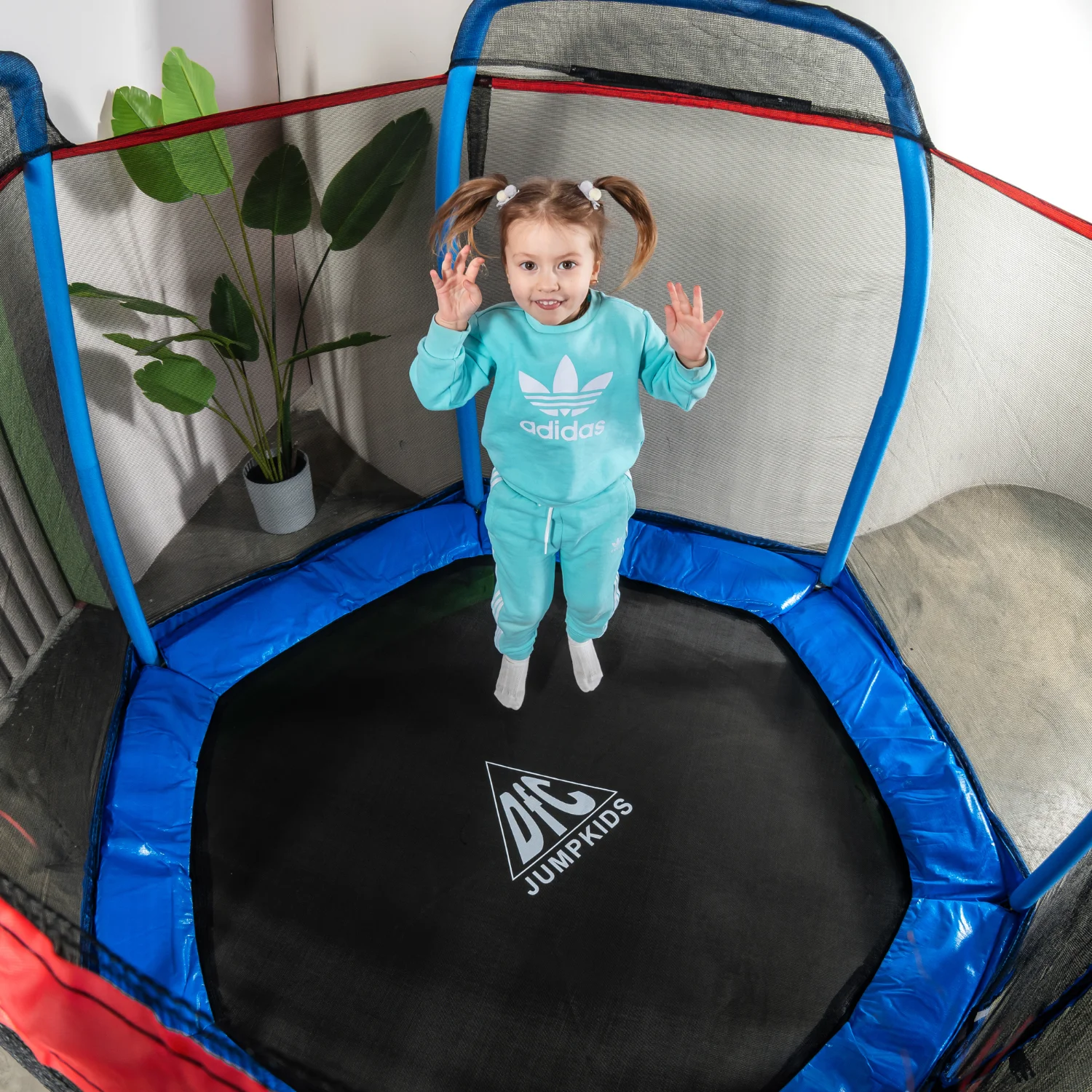 Реальное фото Батут DFC JUMP KIDS 7' синий, сетка (210см) 7FT-JD-B от магазина Спортев