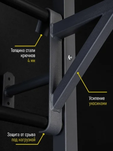 Реальное фото Турник навесной 3 хвата графит ШСг-00003 от магазина Спортев