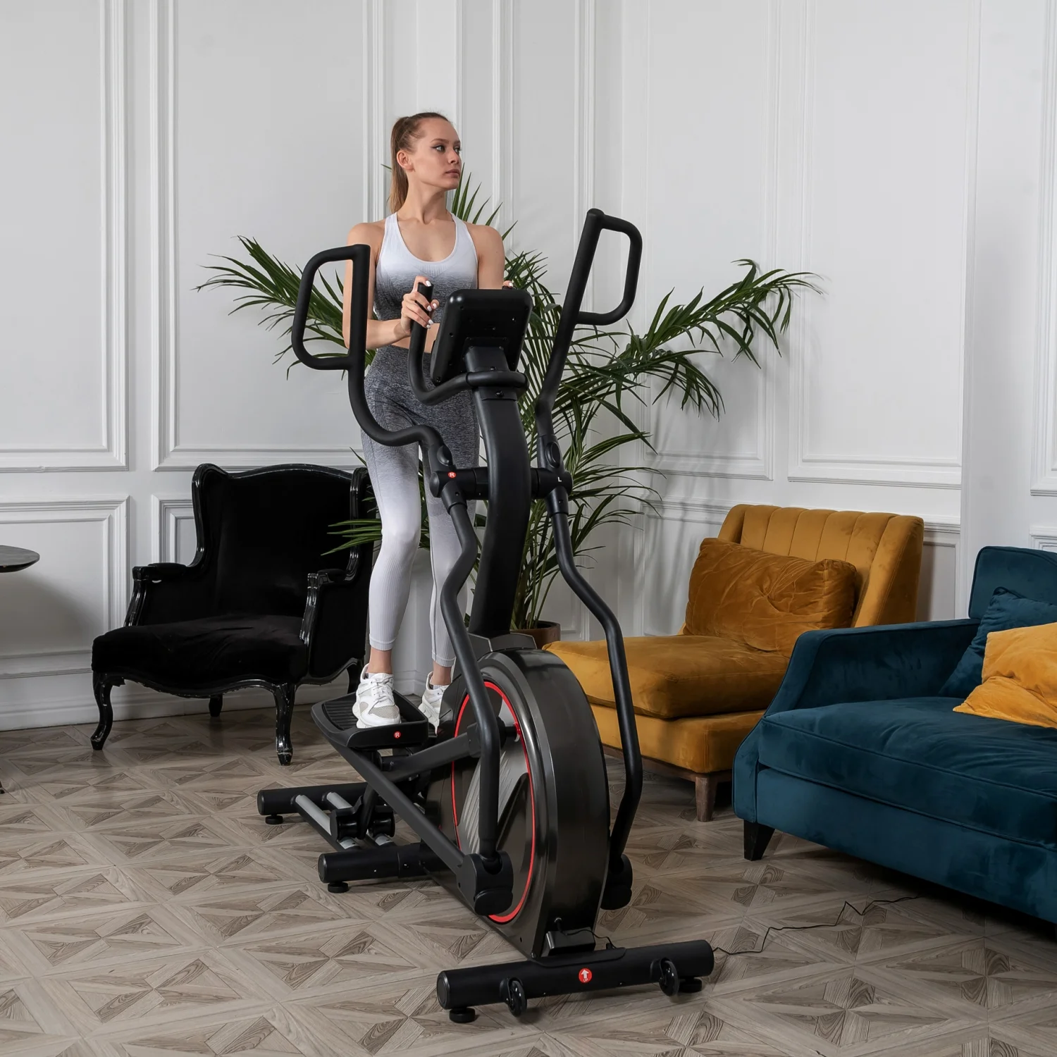 Реальное фото Эллиптический тренажер DFC E97614 магн.эл.привод от магазина Спортев