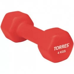 Гантель неопреновая 4 кг Torres красный PL55014