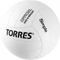 Мяч волейбольный Torres Simple р.5 синт. кожа бело-черный V32105