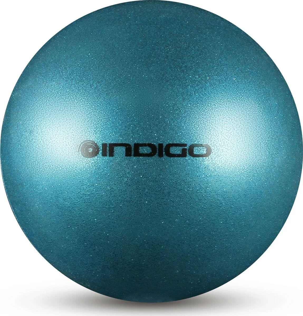 Реальное фото Мяч для художественной гимнастики 15 см 300 г Indigo металлик голубой с блестками IN119 от магазина СпортЕВ