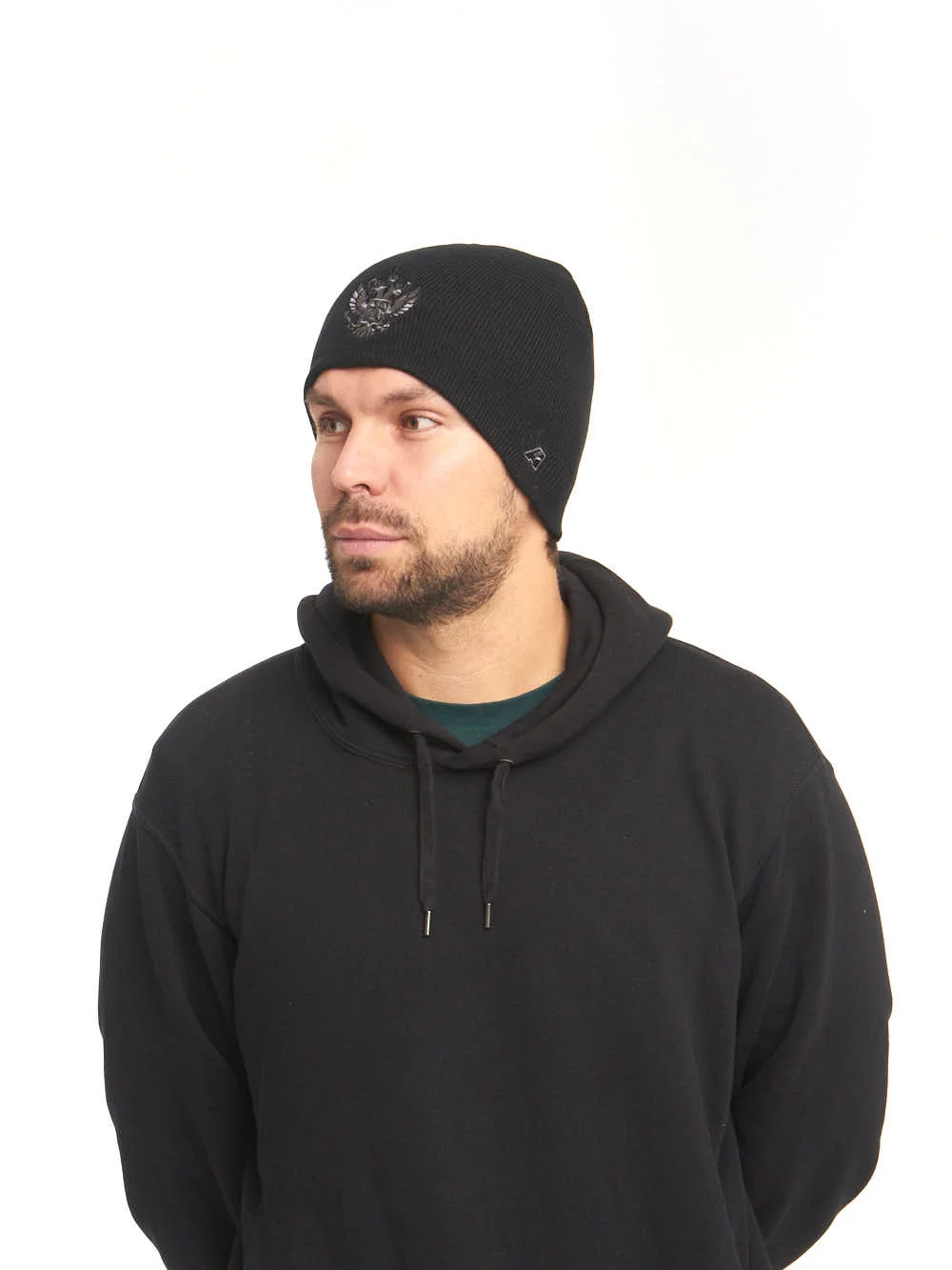 Реальное фото Шапка Россия черная р.55-58 11348 от магазина Спортев