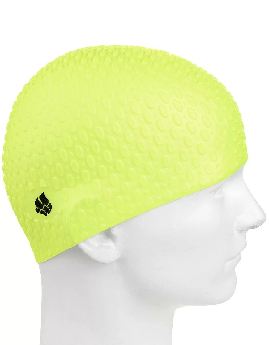 Реальное фото Шапочка для плавания Mad Wave Silicone Bubble yellow M0539 06 0 06W от магазина Спортев