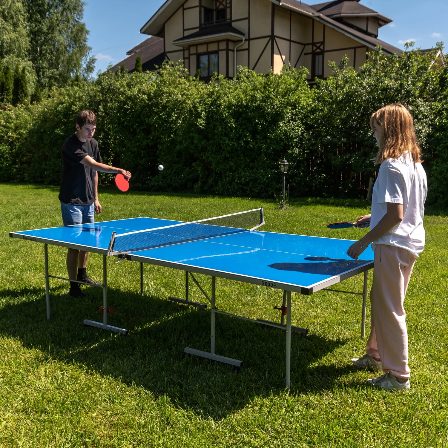 Реальное фото Теннисный стол DFC TORNADO, 4 мм, синий, с сеткой S600B от магазина Спортев