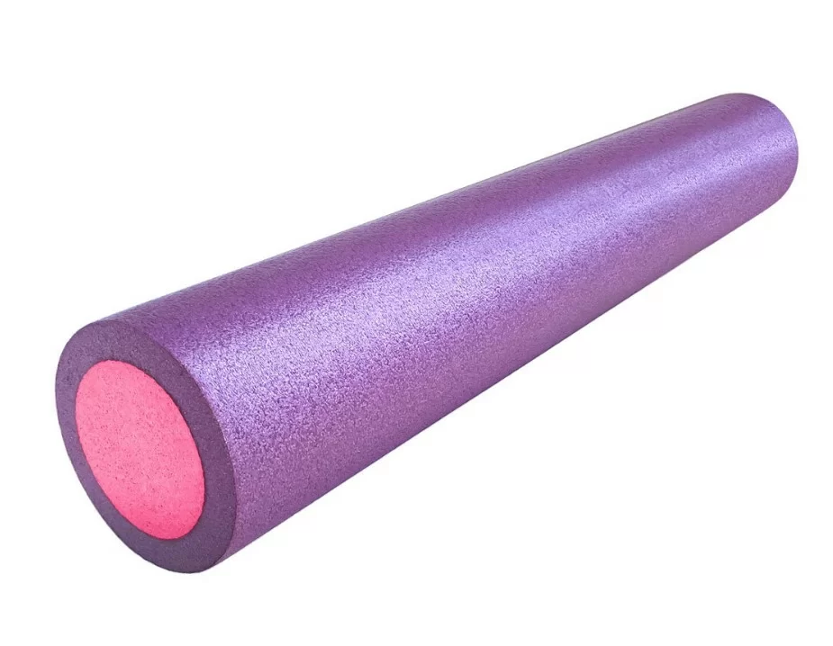 Реальное фото Ролик для йоги 90х15см PEF90-10 полнотелый B34498 фиолетовый/розовый от магазина СпортЕВ