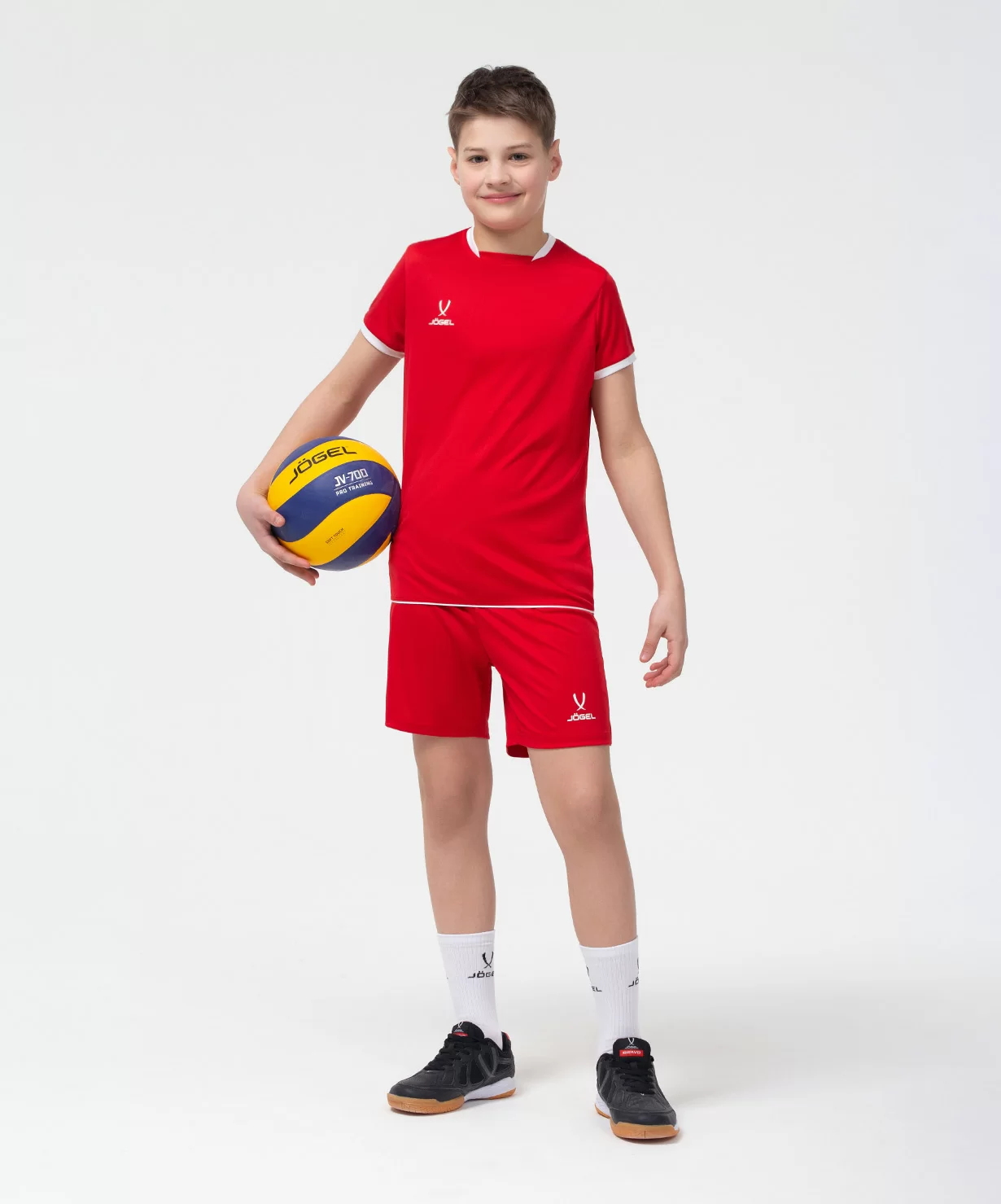Реальное фото Шорты волейбольные Camp, красный, детский Jögel от магазина СпортЕВ