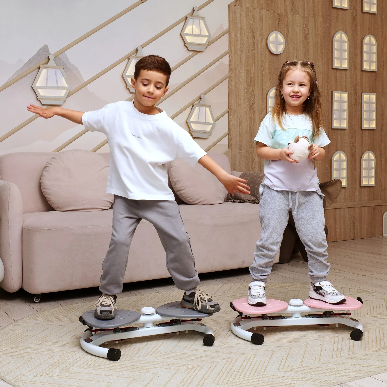 Реальное фото Фитнес платформа/горнолыжный тренажёр DFC "Twister Bow" с эспандерами TW-S108GR от магазина Спортев