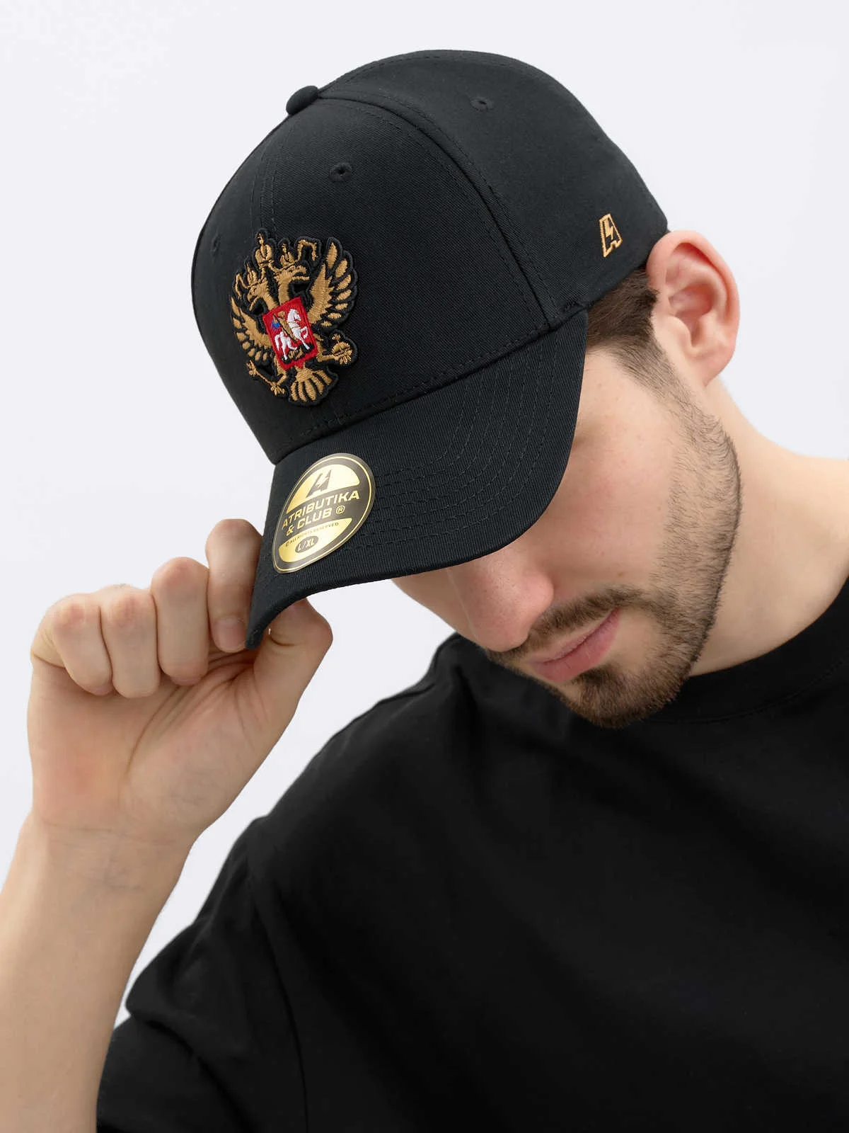 Реальное фото Бейсболка Россия черная р.55-58 10392 от магазина Спортев