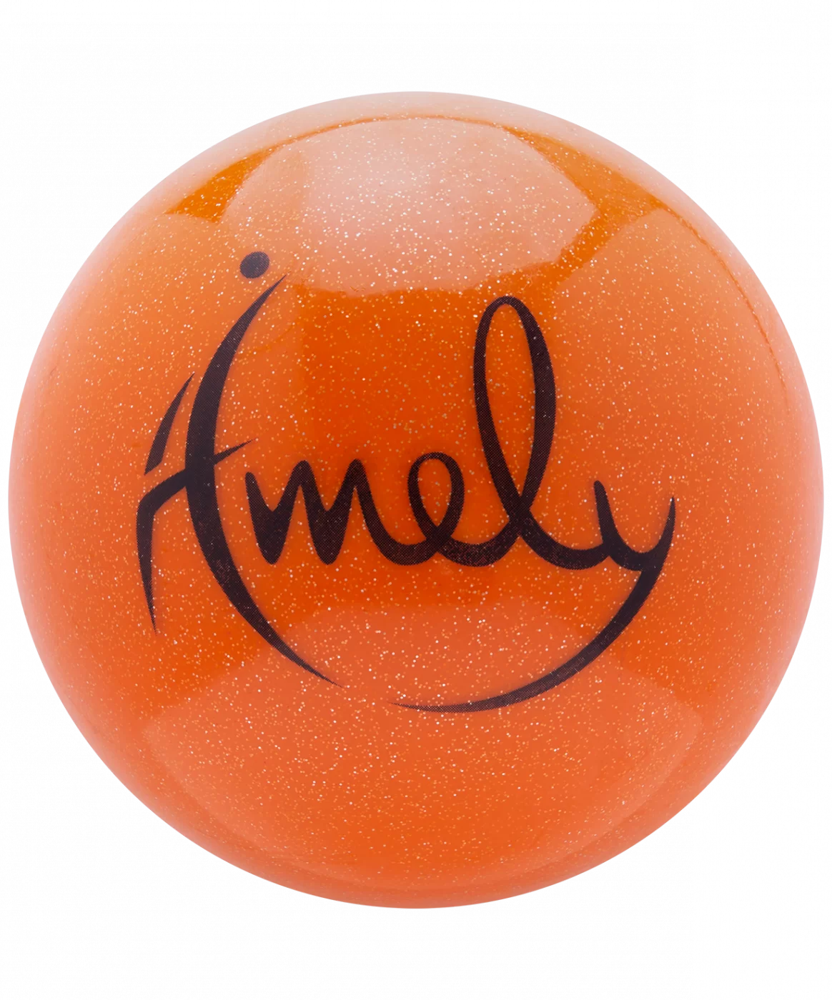 Реальное фото Мяч для художественной гимнастики 15 см Amely AGB-303 с насыщенными блестками оранжевый 19943 от магазина Спортев
