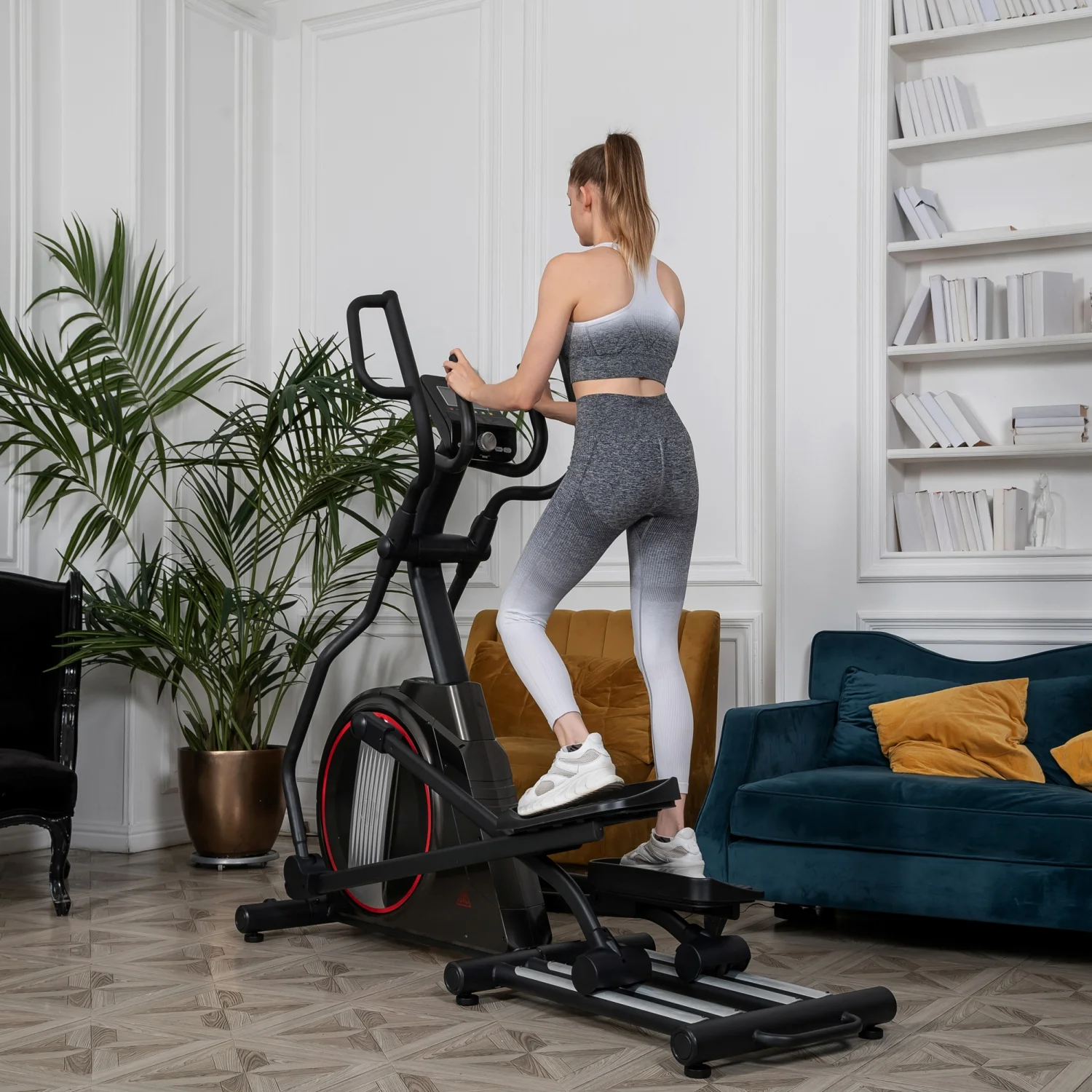 Реальное фото Эллиптический тренажер DFC E97614 магн.эл.привод от магазина Спортев