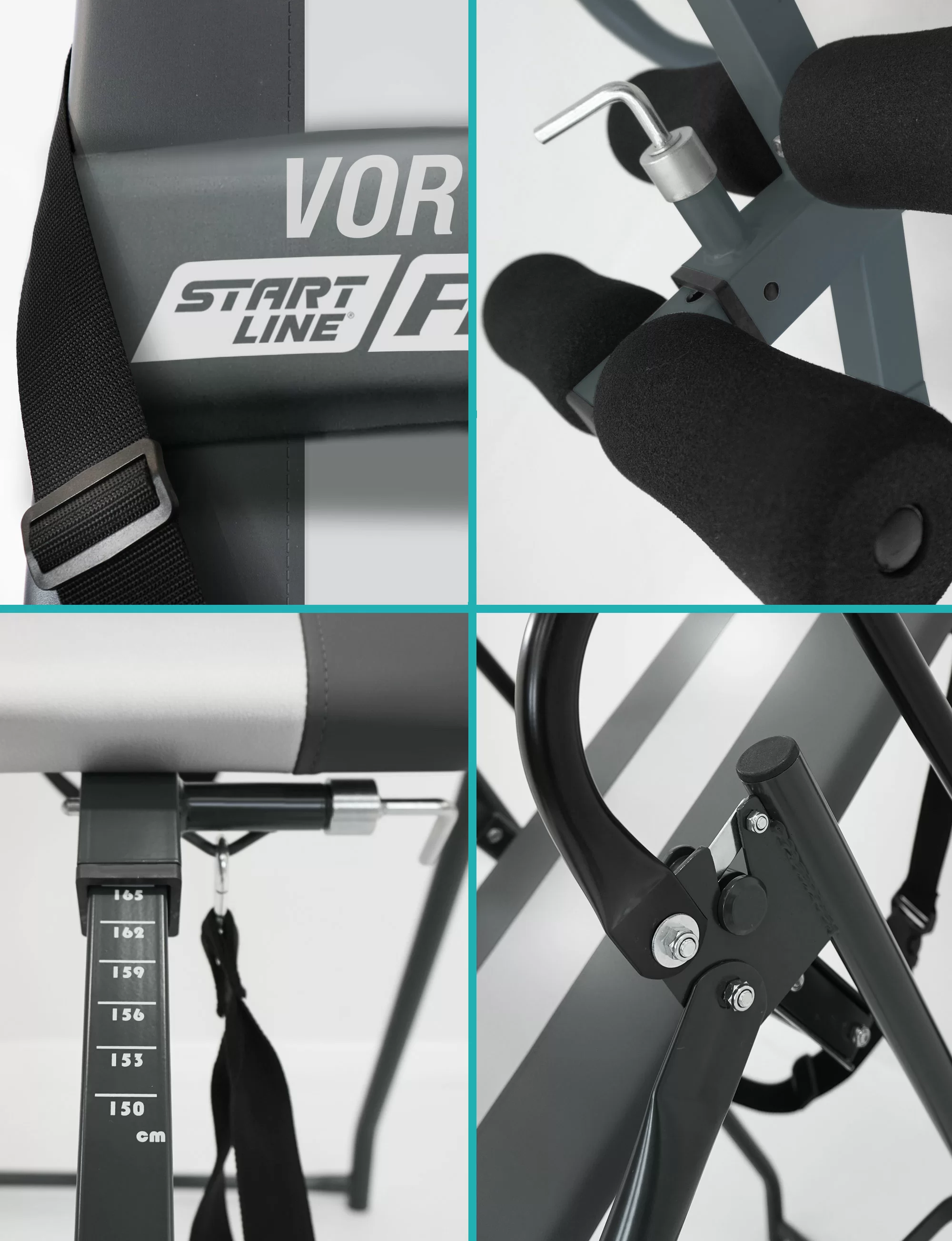 Реальное фото Инверсионный стол Start Line Vortex серо-серебристый с подушкой SLFIT03-GS от магазина СпортЕВ
