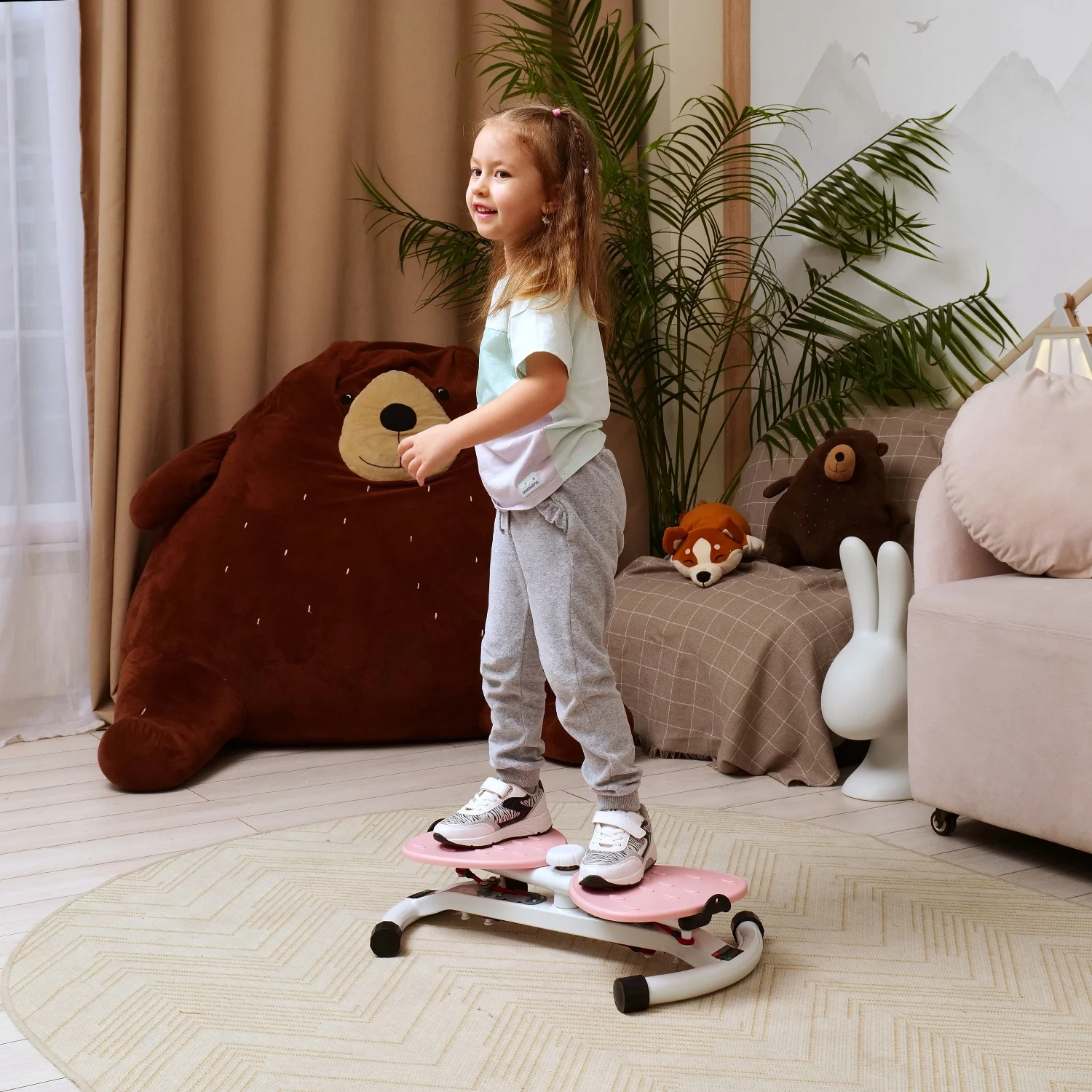 Реальное фото Фитнес платформа /горнолыжный тренажёр DFC "Twister Bow" с эспандерами TW-S108P от магазина Спортев