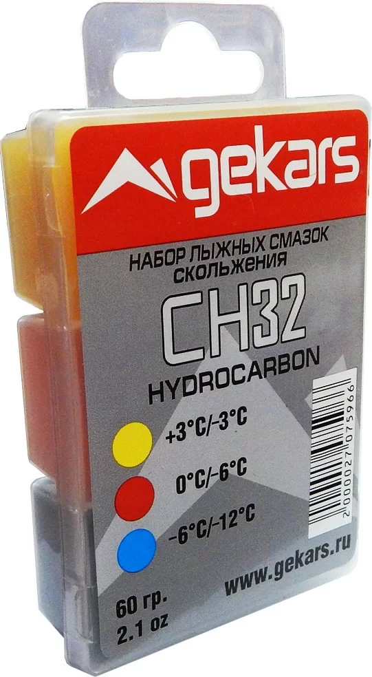 Реальное фото Набор парафинов/мазей скольжения Gekars Hydrocarbon CH32 (+3..-3; 0..-6; -6..-12°С) 2499 от магазина Спортев