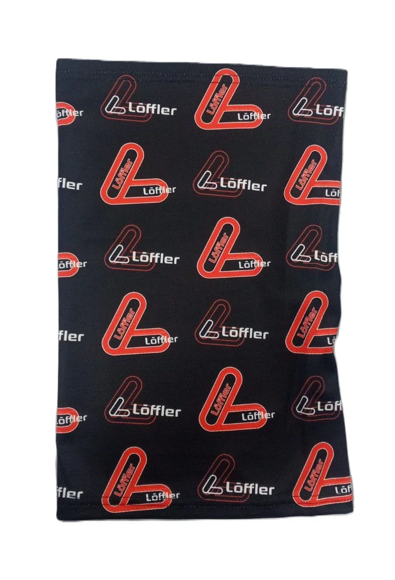 Реальное фото Шарф-труба с лого Loffler черный от магазина Спортев