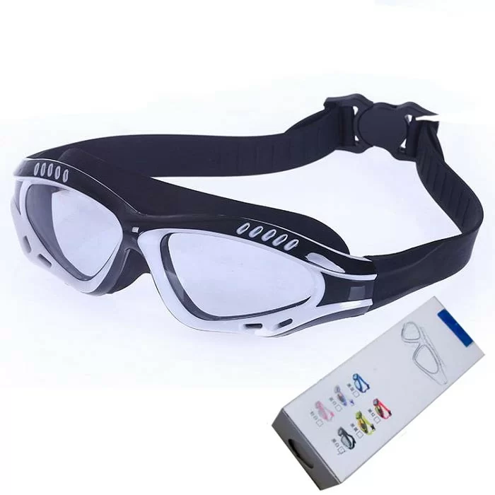 Реальное фото Очки-маска для плавания R18014 с берушами черно/белые от магазина Спортев