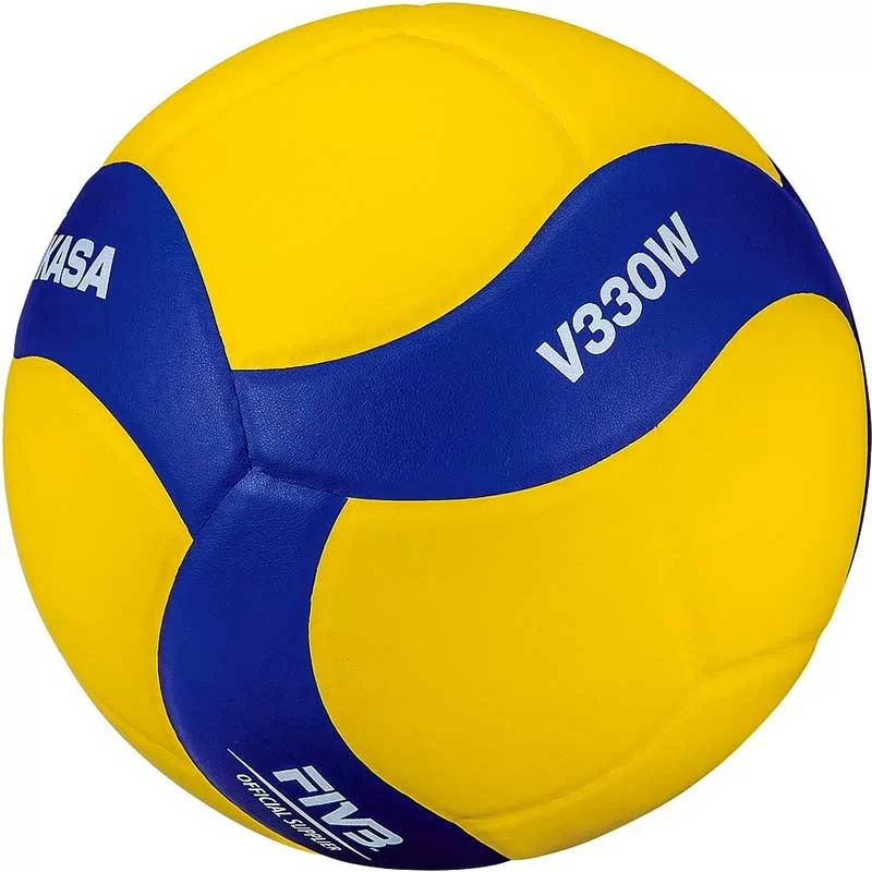 Реальное фото Мяч волейбольный Mikasa V330W желто-синий от магазина СпортЕВ