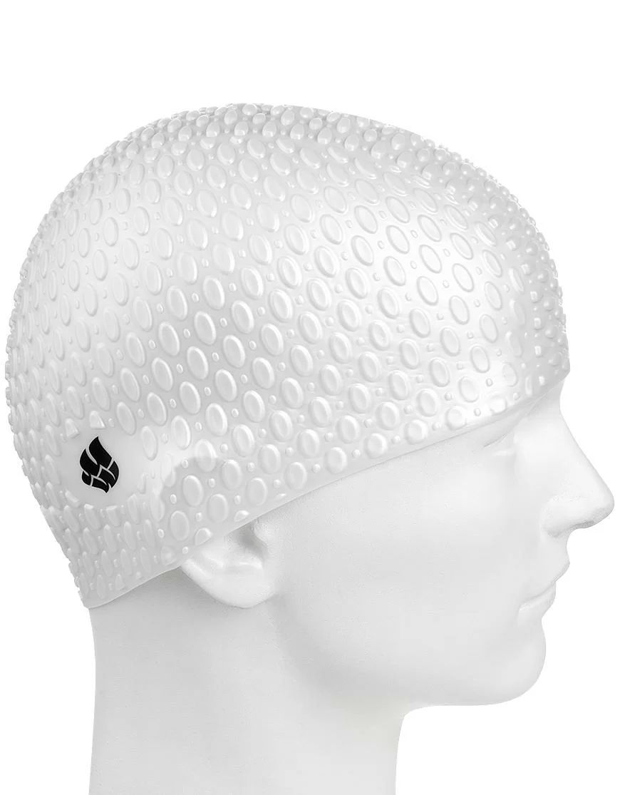 Реальное фото Шапочка для плавания Mad Wave Silicone Bubble white M0539 06 0 02W от магазина Спортев