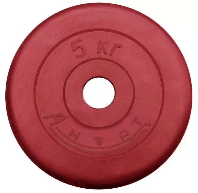 Реальное фото Диск d 26 мм Антат тренировочный обрезиненный 5 кг красный ДтАЦ-05-26 от магазина СпортЕВ