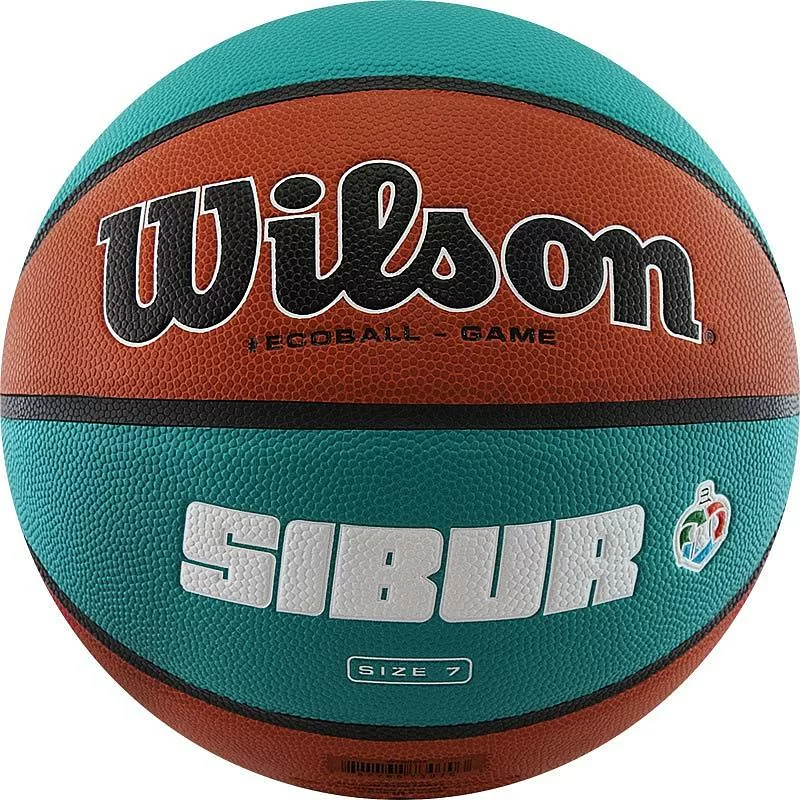 Реальное фото Мяч баскетбольный Wilson VTB Sibur Gameball Eco размер №7 композит бутил. кам. корич-бирюз. WTB0547XBVTB от магазина СпортЕВ