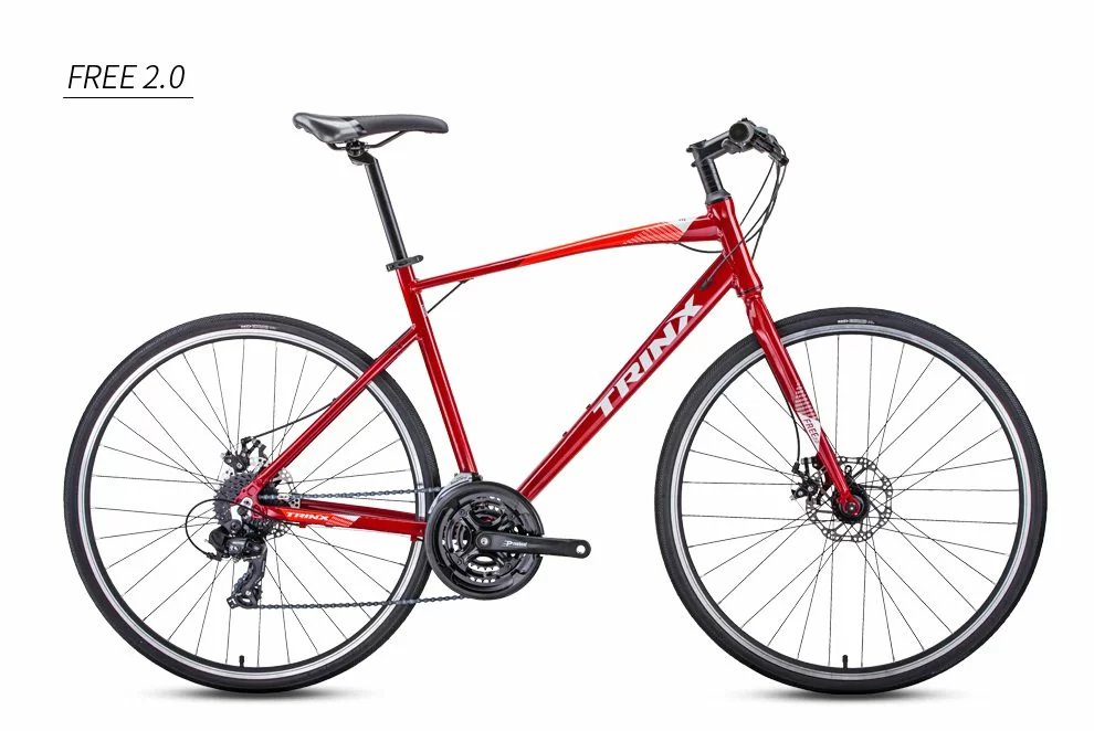 Реальное фото Велосипед TRINX Free 2.0 700С матовый черный/красный/белый от магазина СпортЕВ