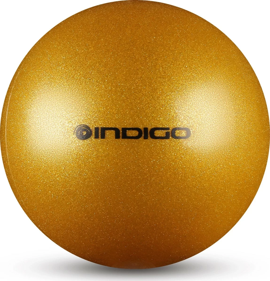 Реальное фото Мяч для художественной гимнастики 15 см 300 г Indigo металлик золотой с блестками IN119 от магазина СпортЕВ