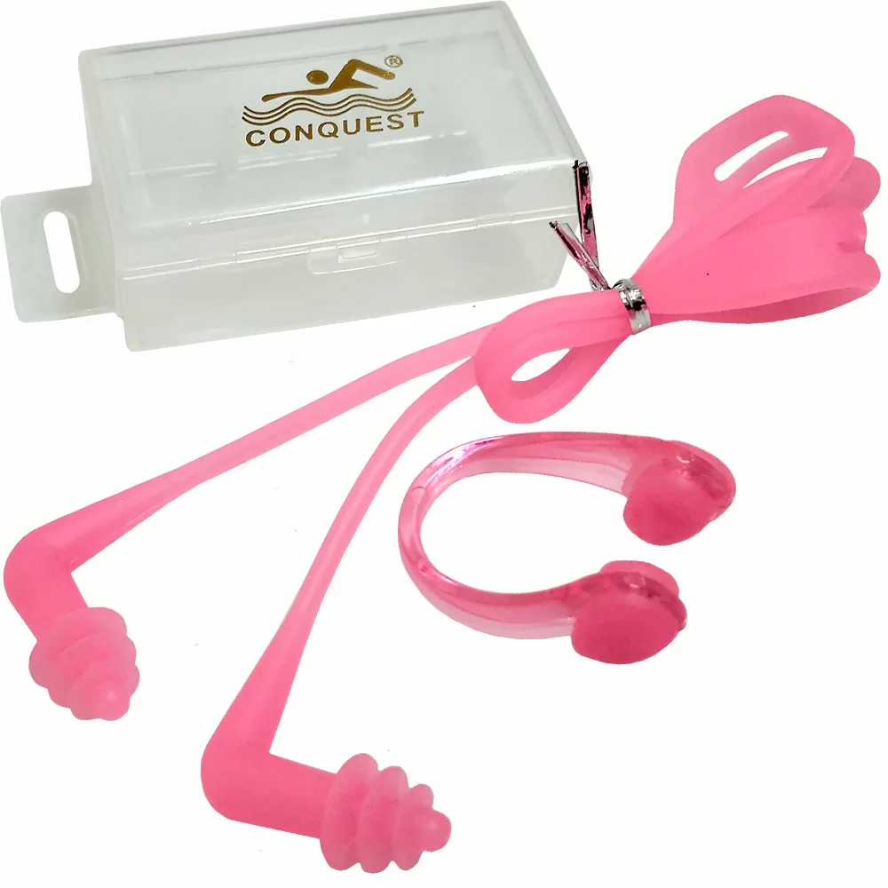 Реальное фото Набор для плавания C33555-2 беруши и зажим для носа розовый от магазина СпортЕВ
