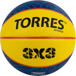Мяч баскетбольный Torres 3х3 Outdoor размер №6 ПУ желто-синий B322346