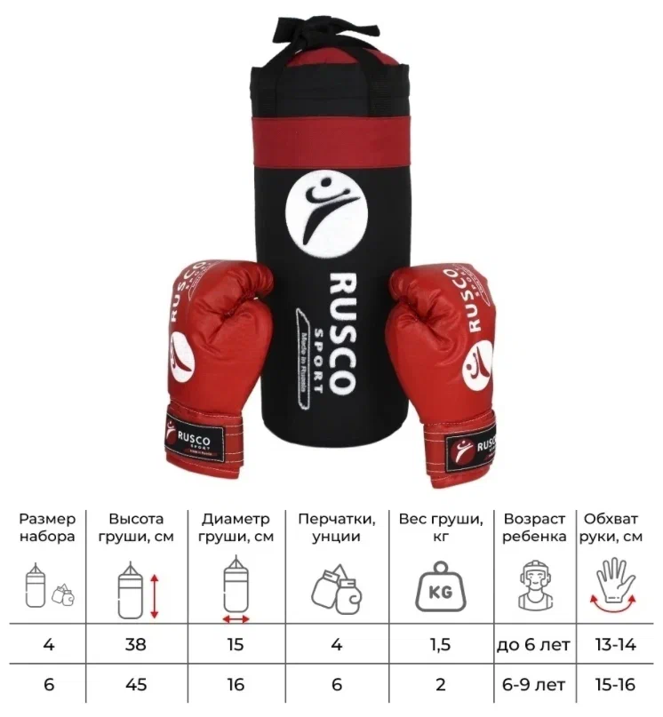 Реальное фото Набор боксерский для начинающих RuscoSport (мешок 2.5 кг + перчатки бокс. 6 oz) черно-красный от магазина СпортЕВ