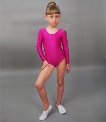 Купальник гимнастический лайкра длин.рукав 26-32 лиловый