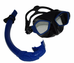 Набор для плавания M6206BDB (маска полнолицевая+трубка) силикон, черный/темно-синий