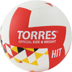 Мяч волейбольный Torres Hit р.5 синт. кожа бело-красно-мультколор V32055