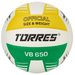 Мяч волейбольный Torres VB 650 р.5 синт. кожа бело-зеленый-желтый V32425