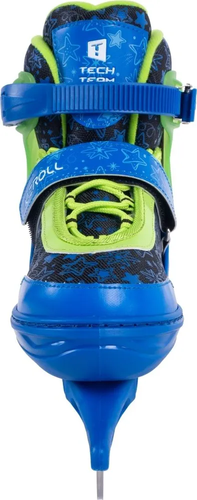 Реальное фото Коньки раздвижные TechTeam Iceroll синий/зеленый от магазина Спортев