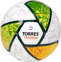 Мяч футбольный Torres Training р.5 PU руч. сшивка бело-зелёно-желтый F323955