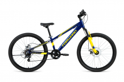 Велосипед Forward Rise 24 2.0 disc (2021) темно-синий/желтый RBKW1J347011