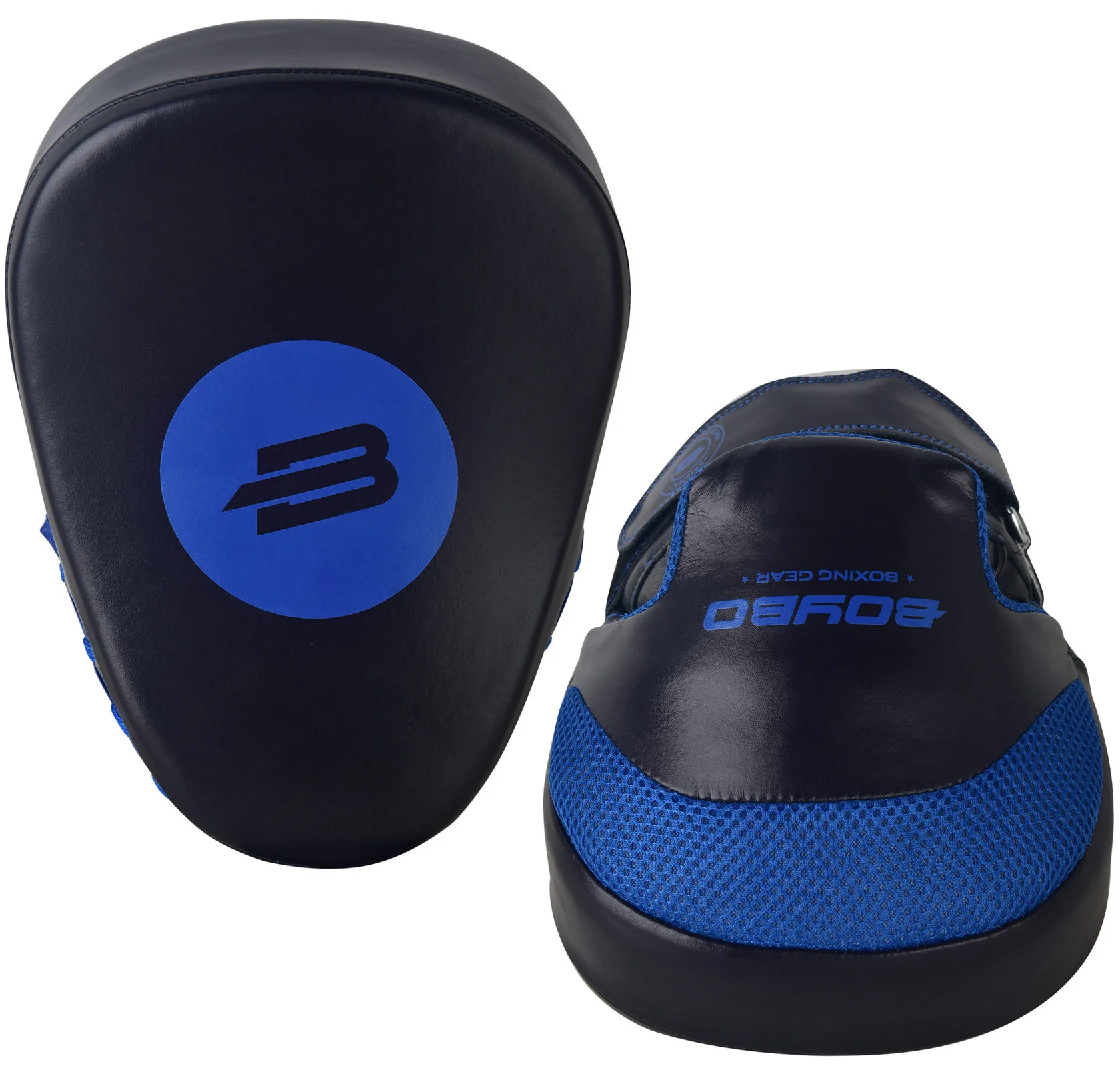 Реальное фото Лапы BoyBo Hook кожа черно-синие BPM420 от магазина Спортев