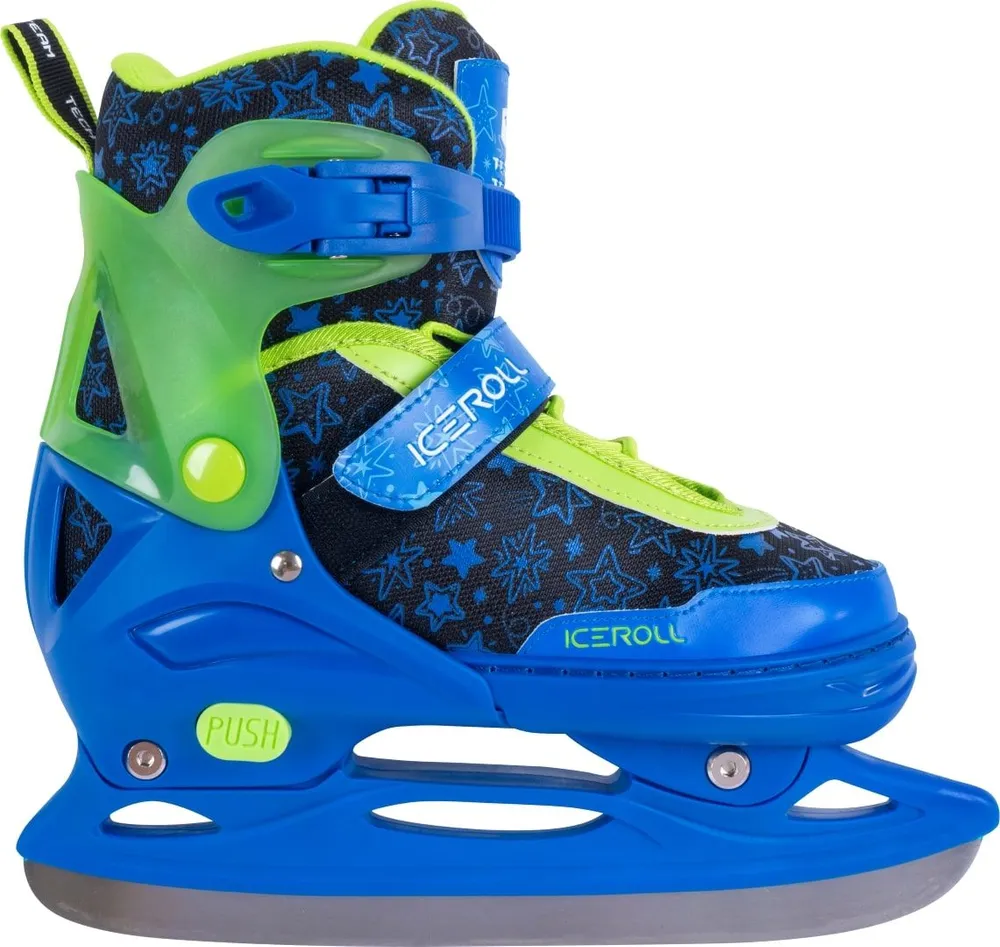 Реальное фото Коньки раздвижные TechTeam Iceroll синий/зеленый от магазина Спортев