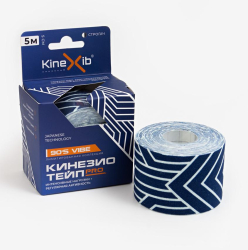 Тейп Кинезио Kinexib Pro 5 м * 5 см синий/белый 28281