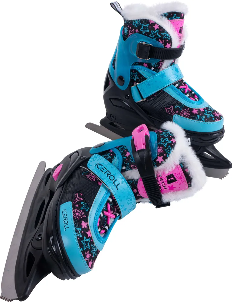 Реальное фото Коньки раздвижные TechTeam Iceroll черный/голубой от магазина Спортев