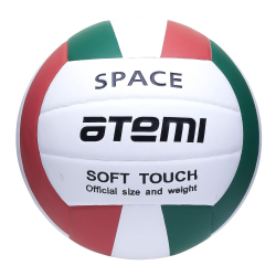 Мяч волейбольный Atemi Space синт кожа, RU Soft зеленый/белый/красный