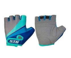 Перчатки STG 908 с защитной прокладкой на липучке серо/салат/бирюз. Х87908
